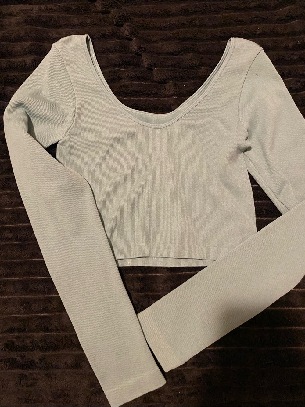 Aeropostale Light Sage Long Sleeve Scoop-Neck Crop Top